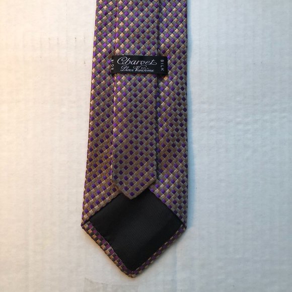 Vintage Charvet Lavender Geometric Tie - Made in France - Picture 7 of 8